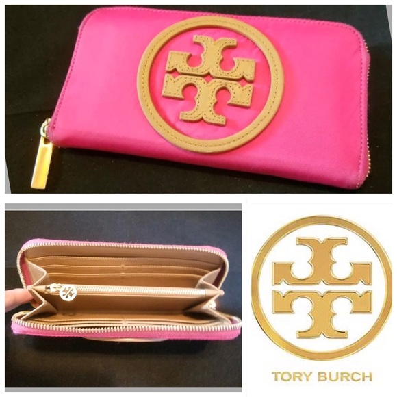 Tory Burch Handbags - 👜Tory Burch Pink Nylon Leather Wallet Long Zipper